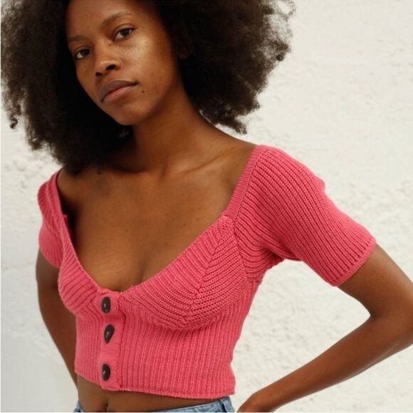 TACH Tops - TACH Pink Knit Melinda Crop Sweater Top